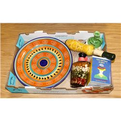 HAND PAINTED MADE ITALY PASTA BOWL, OIL PITCHER, 2