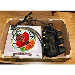 GLOW IN THE DARK GLASS DECORATIVE BIRD BATH BY