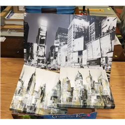 LOT OF THREE 32X25 CANVAS PICTURES (TIMES