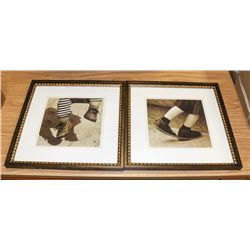 2 FRAMED PICTURES OF CHILDREN'S FEET.
