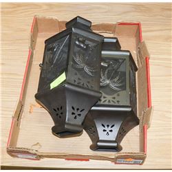 SET OF 2 METAL WALL SCONE CANDLE HOLDERS AFRICAN