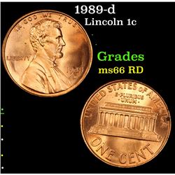 1989-d Lincoln Cent 1c Grades GEM+ Unc RD