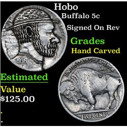 Hobo Buffalo Nickel 5c Grades Hand Carved