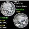 Image 1 : 1921-p Buffalo Nickel 5c Grades vf+