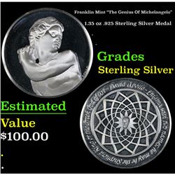 Franklin Mint "The Genius Of Michelangelo" 1.35 oz .925 Sterling Silver Medal Grades