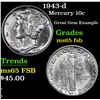 Image 1 : 1943-d Mercury Dime 10c Grades GEM FSB