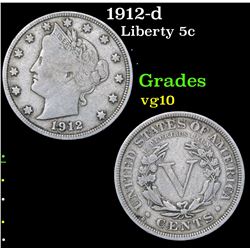 1912-d Liberty Nickel 5c Grades vg+