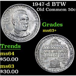 1947-d BTW Old Commem Half Dollar 50c Grades Select+ Unc