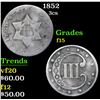 Image 1 : 1852 Three Cent Silver 3cs Grades f+