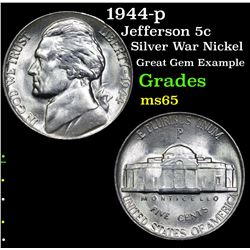 1944-p Jefferson Nickel 5c Grades GEM Unc