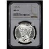Image 2 : 1925-p Peace Dollar $1 Graded ms63 By NGC
