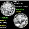 Image 1 : 1937-s Buffalo Nickel 5c Grades GEM Unc