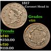 Image 1 : 1817 Coronet Head Large Cent 1c Grades vf+