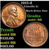 Image 1 : 1915-d Lincoln Cent 1c Grades Select+ Unc RB