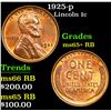 Image 1 : 1925-p Lincoln Cent 1c Grades Gem+ Unc RB