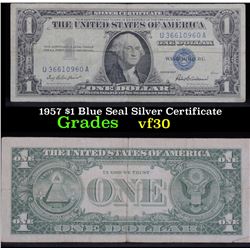 1957 $1 Blue Seal Silver Certificate vf++
