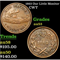 1863 Our Little Monitor Civil War Token 1c Grades Select AU