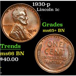 1930-p Lincoln Cent 1c Grades GEM+ Unc BN