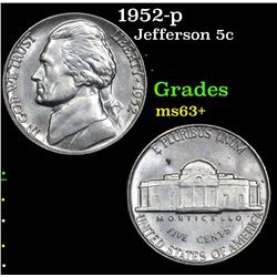 1952-p Jefferson Nickel 5c Grades Select+ Unc