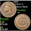 Image 1 : 1867 Indian Cent 1c Grades g+