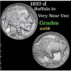 1937-d Buffalo Nickel 5c Grades Choice AU/BU Slider