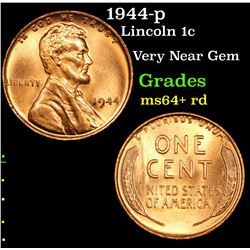 1944-p Lincoln Cent 1c Grades Choice+ Unc RD