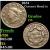 Image 1 : 1831 Coronet Head Large Cent 1c Grades f+