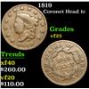 Image 1 : 1819 Coronet Head Large Cent 1c Grades vf+