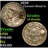 Image 1 : 1838 Coronet Head Large Cent 1c Grades vf details