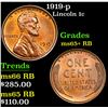 Image 1 : 1919-p Lincoln Cent 1c Grades Gem+ Unc RB