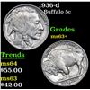 Image 1 : 1936-d Buffalo Nickel 5c Grades Select+ Unc