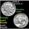 Image 1 : 1936-d Buffalo Nickel 5c Grades Select+ Unc