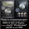 Image 1 : 1993-w Bill of Rights . . Modern Commem Half Dollar 50c Graded ms70, Perfection By USCG