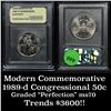 Image 1 : 1989-d Congress . . Modern Commem Dollar $1 Graded ms70, Perfection By USCG