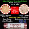 Image 1 : Mixed small cents 1c orig shotgun roll, 1918-s Wheat Cent, 1893 Indian Cent other end