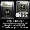 Image 1 : 1996-s Olympics Soccer . . Modern Commem Half Dollar 50c Grades GEM++ Proof Deep Cameo