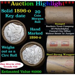 ***Auction Highlight*** Full solid date 1896-o Morgan silver dollar roll, 20 coins   (fc)
