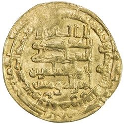 ABBASID: al-Muqtadir, 908-932, AV dinar (3.89g), Suq al-Ahwaz, AH312. VF