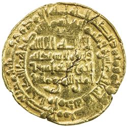 ABBASID: al-Muqtadir, 908-932, AV dinar (4.46g), al-Muhammadiya, AH313. VF