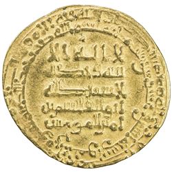 ABBASID: al-Qahir, 932-934, AV dinar (3.93g), Suq al-Ahwaz, AH322. VF