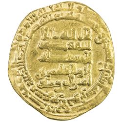 ABBASID: al-Qahir, 932-934, AV dinar (3.17g), Tustar al-Ahwaz, AH322. VF