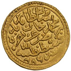 OTTOMAN EMPIRE: Bayezit II, 1481-1512, AV sultani (3.53g), Kostantiniye, AH886. UNC