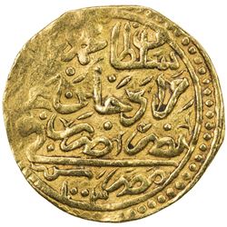 OTTOMAN EMPIRE: Mehmet III, 1595-1603, AV sultani (3.47g), Misr, AH1003. VF