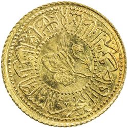 TURKEY: Mahmud II, 1808-1839, AV rumi altin (2.41g), Kostantiniye, AH1223 year 13. EF-AU