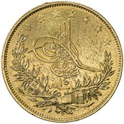 TURKEY: Abdul Aziz, 1861-1876, AV 100 kurush, Kostantiniye, AH1277 year 15. VF