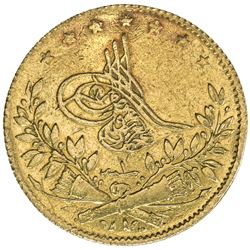 TURKEY: Abdul Aziz, 1861-1876, AV 50 kurush, Bursa, AH1277 year 1. VF