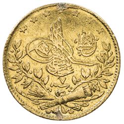 TURKEY: Abdul Hamid II, 1876-1909, AV 50 kurush, Kostantiniye, AH1293 year 7. VF