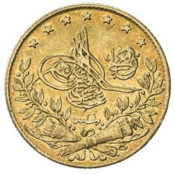 TURKEY: Abdul Hamid II, 1876-1909, AV 50 kurush, Kostantiniye, AH1293 year 26. VF