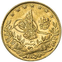 TURKEY: Abdul Hamid II, 1876-1909, AV 50 kurush, Kostantiniye, AH1293 year 30. AU