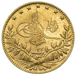 TURKEY: Abdul Hamid II, 1876-1909, AV 50 kurush, Kostantiniye, AH1293 year 32. AU